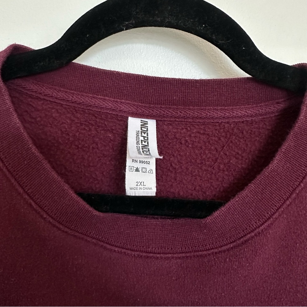 Women's Burgundy Crew Neck Sweater - Picture 4 of 7